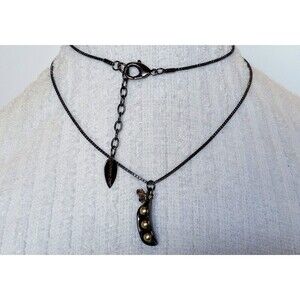 Coldwater Creek Gunmetal Peas In A Pod Pendant Necklace 30-32 in